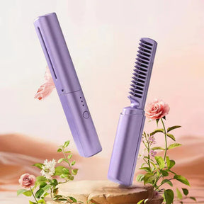 Travel Comb Hair Straightener, Cordless/wireless, Rechargeable Mobile Heat Comb, Hair Brush (random Color)