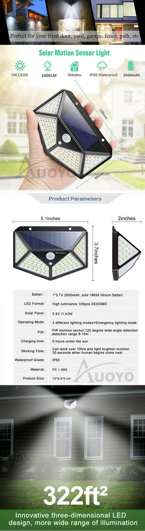 Led Solar Lights Outdoor Lighting Wireless Motion Sensor Lights Ip65 Waterproof