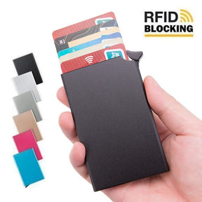 Anti-magnetic RFID Anti-theft Card Holder Automatic Pop-up Type Metal Aluminum Shell Credit Card Box Man Women Business Wallet