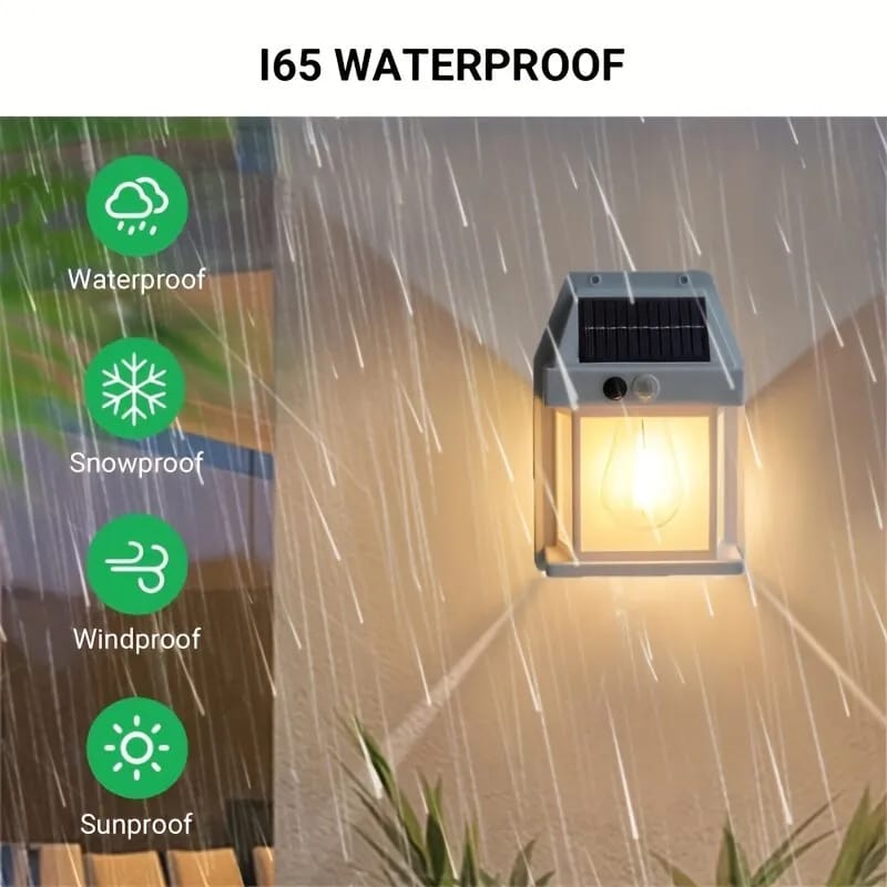 New Solar Tungsten Filament Lamp Outdoor Waterproof Intelligent Induction Wall Lamp Courtyard