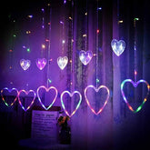 Multi Color Heart Curtain \ Warm Color Heart Curtain 6+6 String Led Light, Plug-in, 220 V