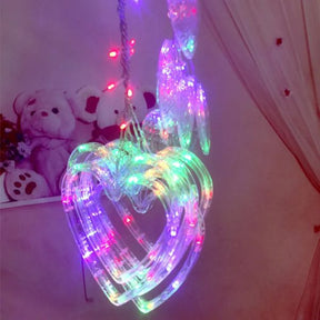 Multi Color Heart Curtain \ Warm Color Heart Curtain 6+6 String Led Light, Plug-in, 220 V